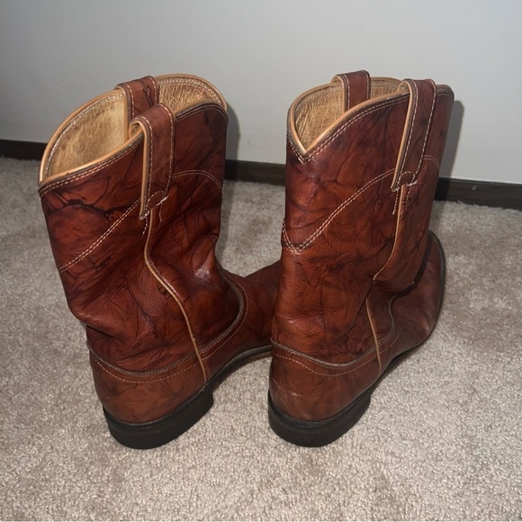 Justin Western Style Roper Boots Chestnut Brown Size 8.5B - Picture 5 of 15